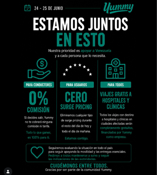 YUMMY ACTIVA VIAJES GRATUITOS A HOSPITALES Y CLÍNICAS DE CARACAS TRAS LA EMERGENCIA