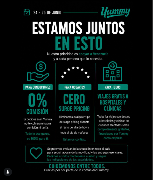 YUMMY ACTIVA VIAJES GRATUITOS A HOSPITALES Y CLÍNICAS DE CARACAS TRAS LA EMERGENCIA