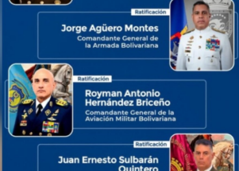 Gobierno Nacional ratifica a los jefes de la Armada, Aviación Militar, GNB y Milicia Bolivariana